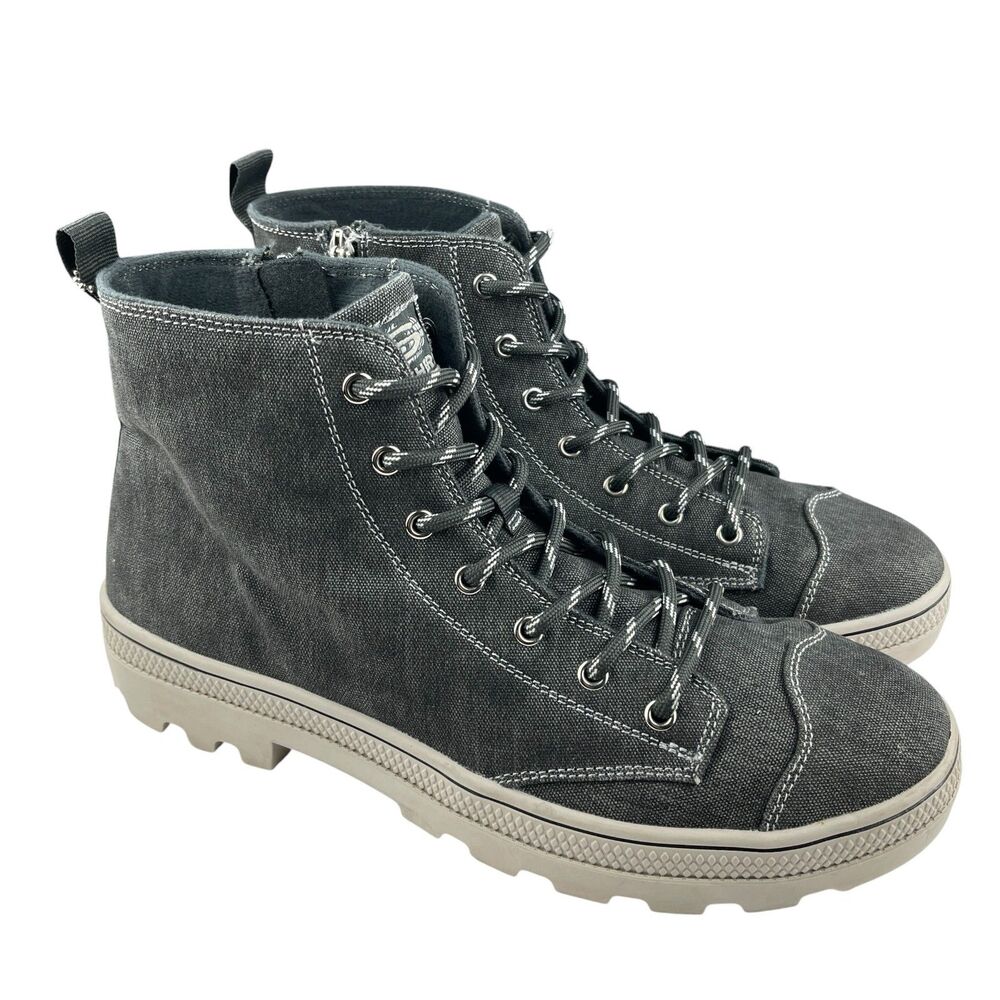 Skechers Roadies Mellowed Out Women's Boots 11 Charcoal Gray Canvas High Top Y2K